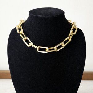 Chico’s‎ Gold & White Chunky Chain Necklace 19.5” NWT Statement Link